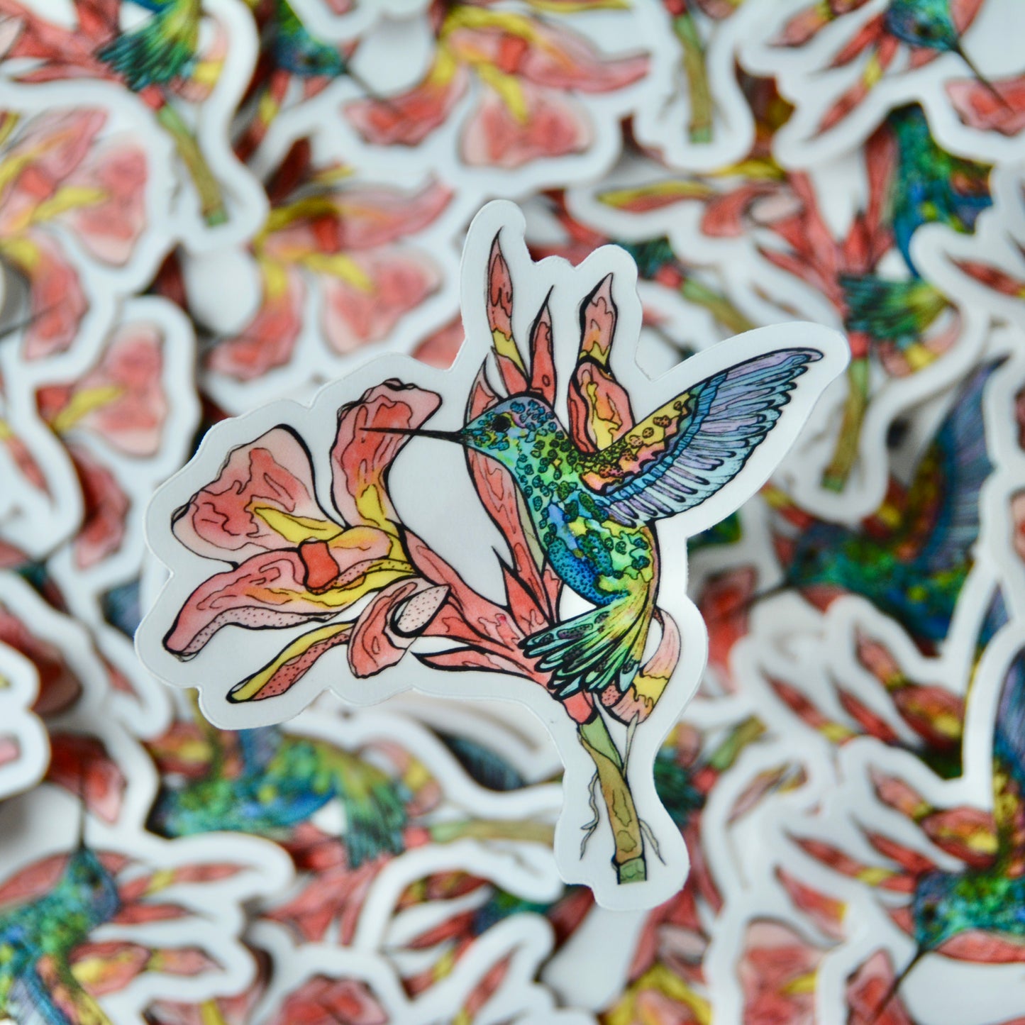 Cana Lilly & Hummingbird Vinyl Decal / Sticker