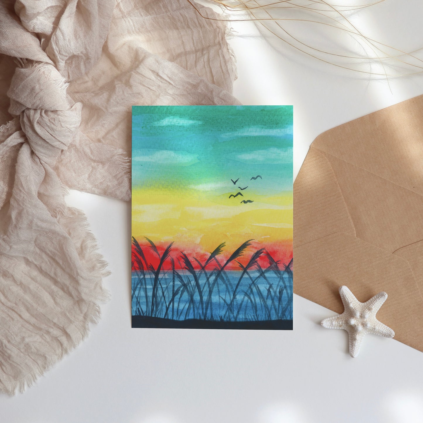 Dune Grass Sunset Note Card Set