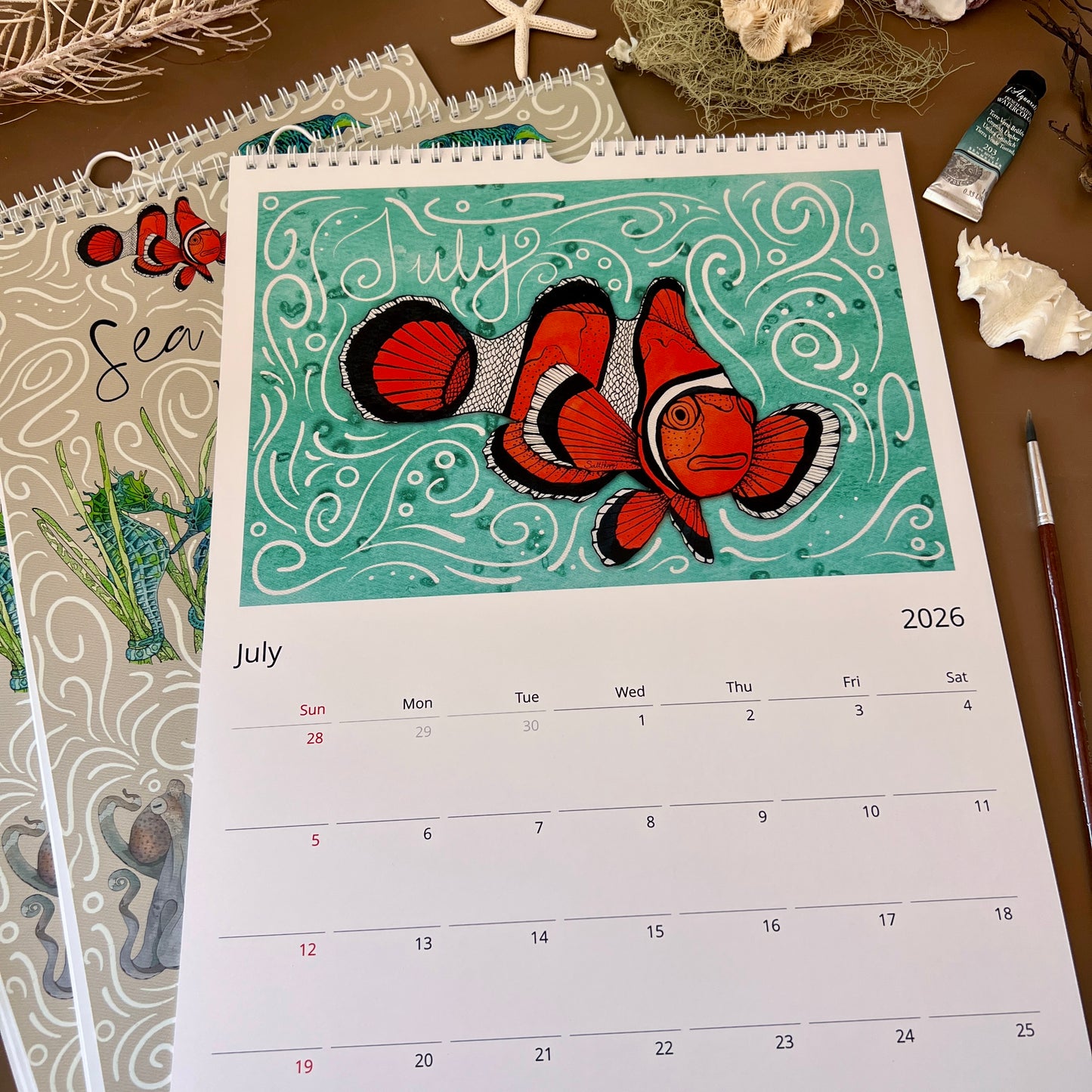 Sea Creatures Wall Calendars 2026 (US & CA)