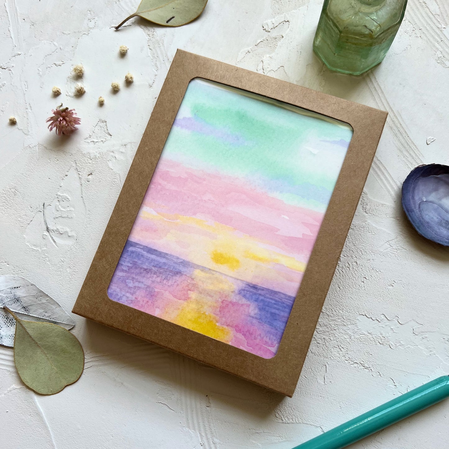 Aqua Sunrise Note Card Set