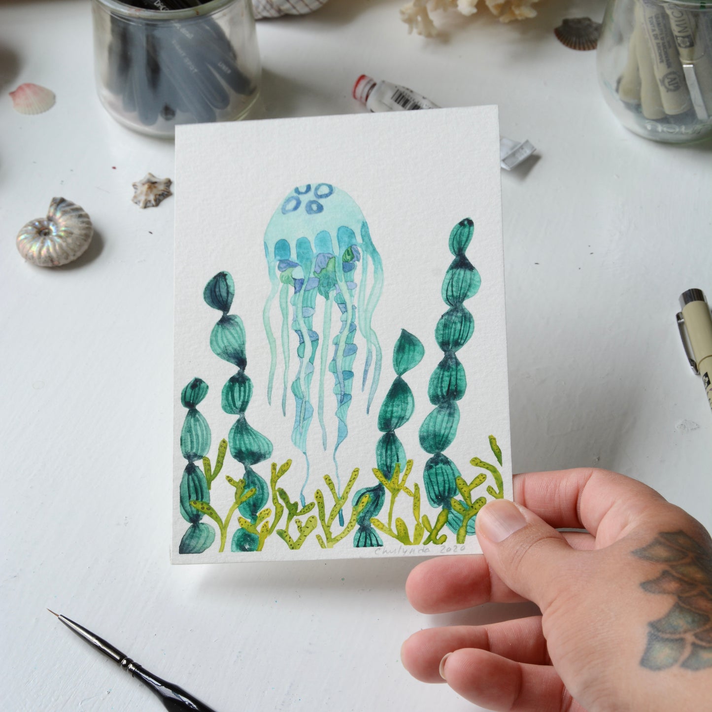 Blue Jelly, Orignal Watercolor Painting