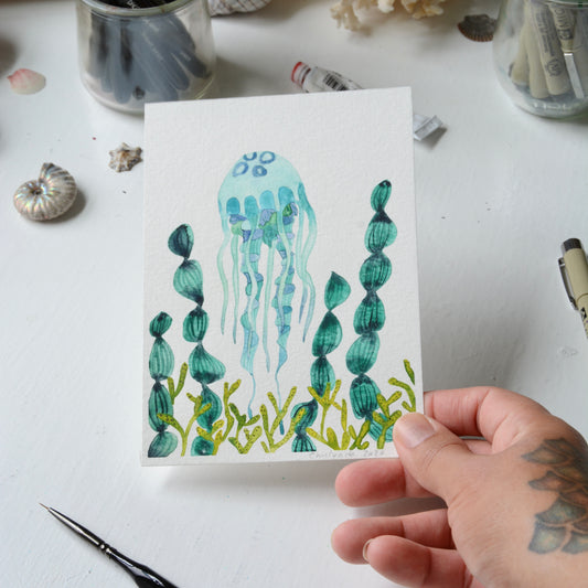 Blue Jelly, Orignal Watercolor Painting