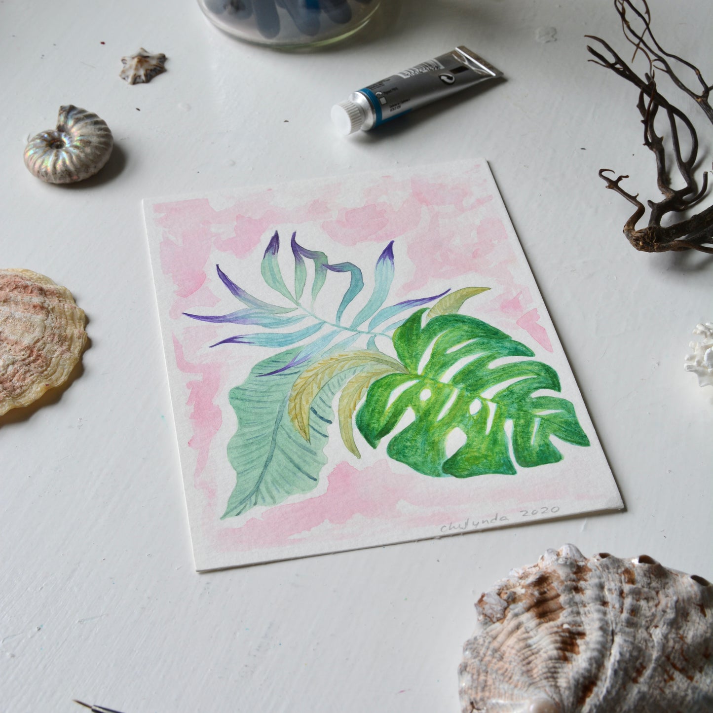 Monstera Botanical, Orignal Watercolor Painting