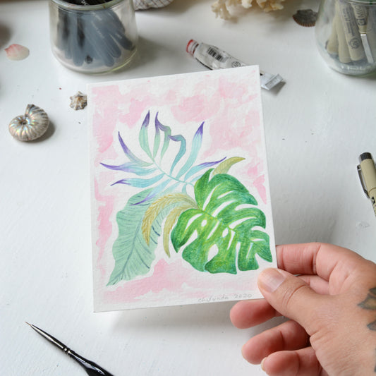 Monstera Botanical, Orignal Watercolor Painting