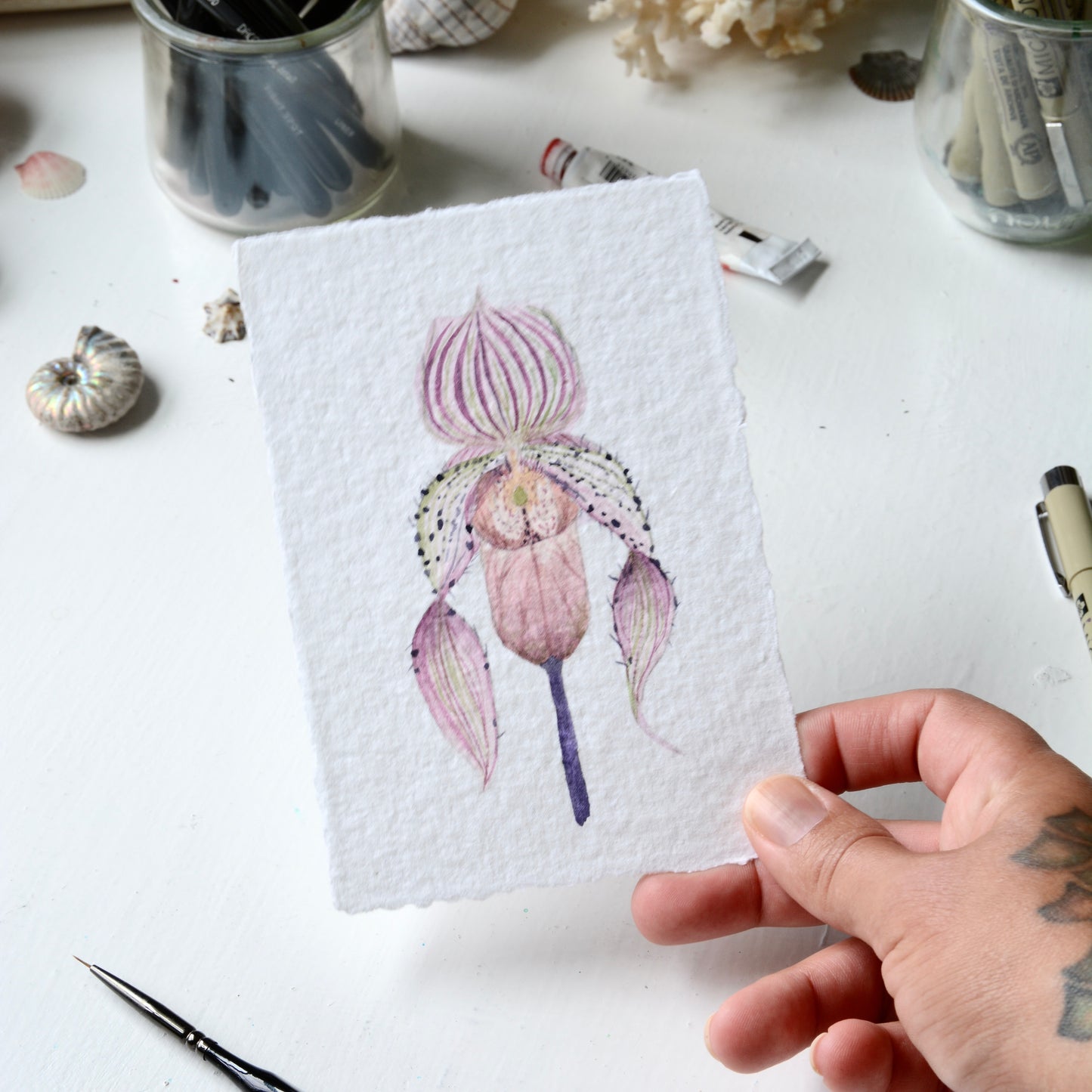 Lady Slipper Orchid, Orignal Watercolor Painting