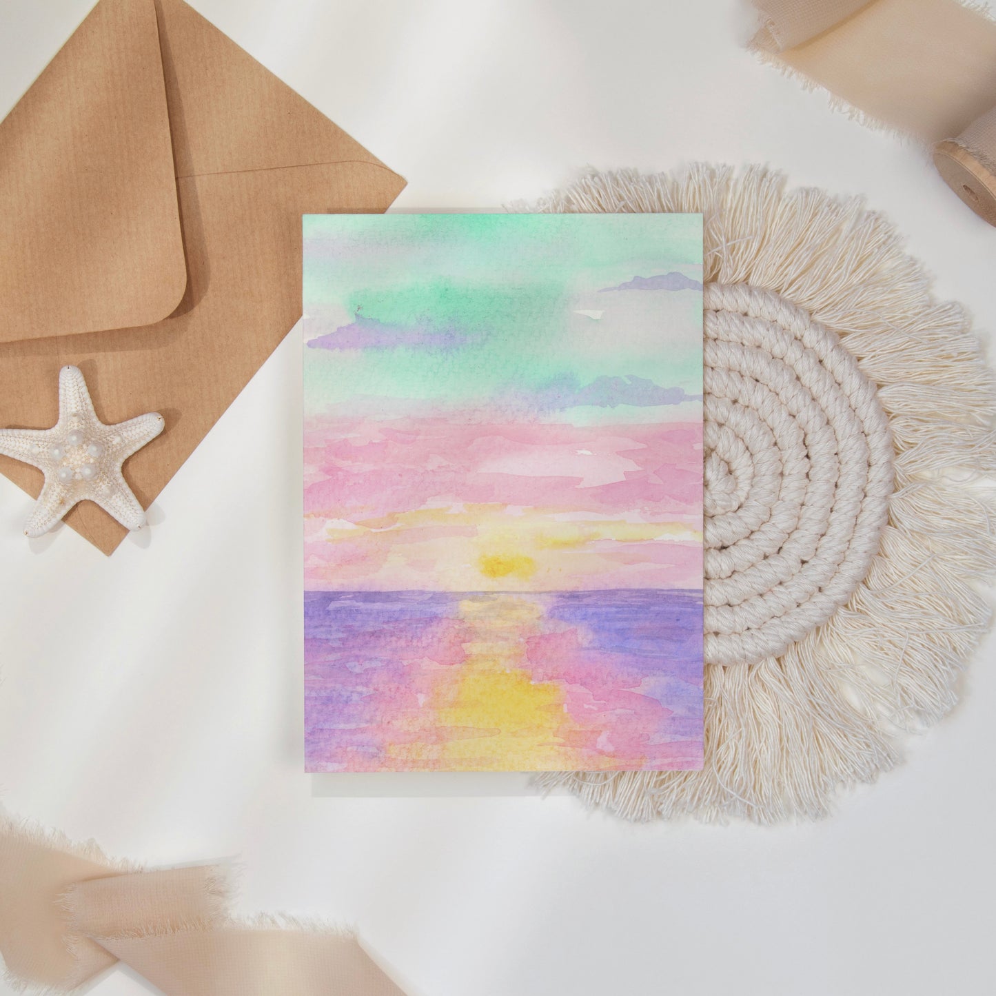 Aqua Sunrise Note Card Set