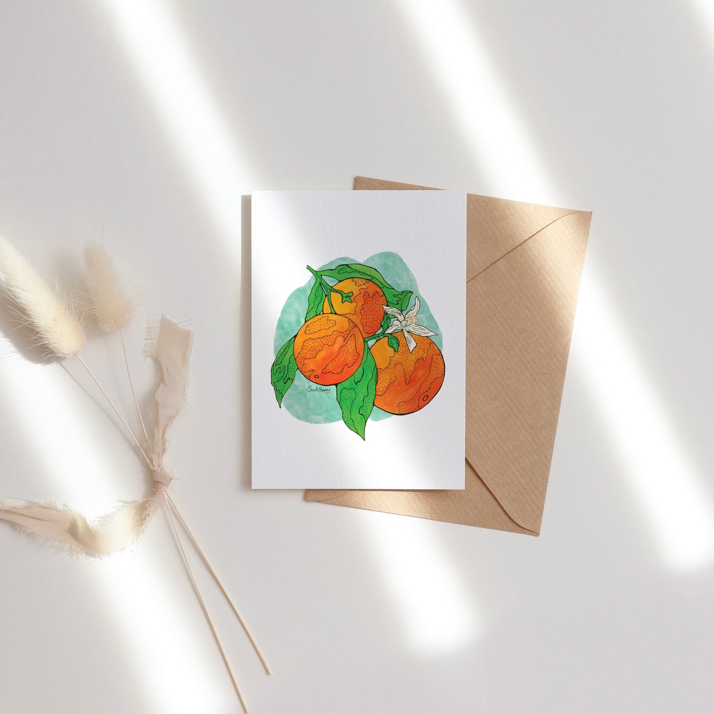 Orange Blossom Greeting Card – Botanical Citrus Illustration (4 x 5.5)