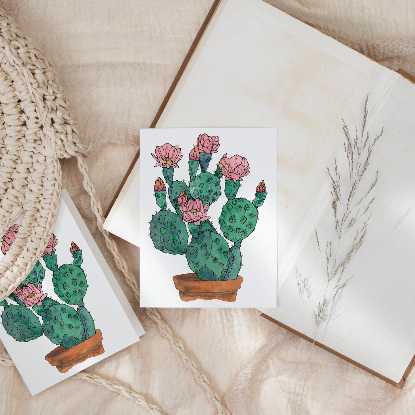 Cactus Bloom Greeting Card – 4x5.5 Blank Card