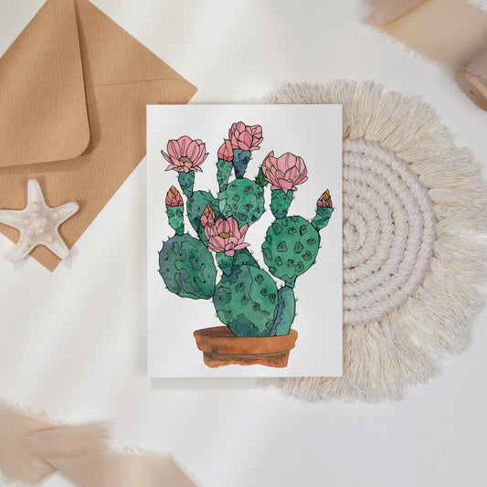 Cactus Bloom Greeting Card – 4x5.5 Blank Card