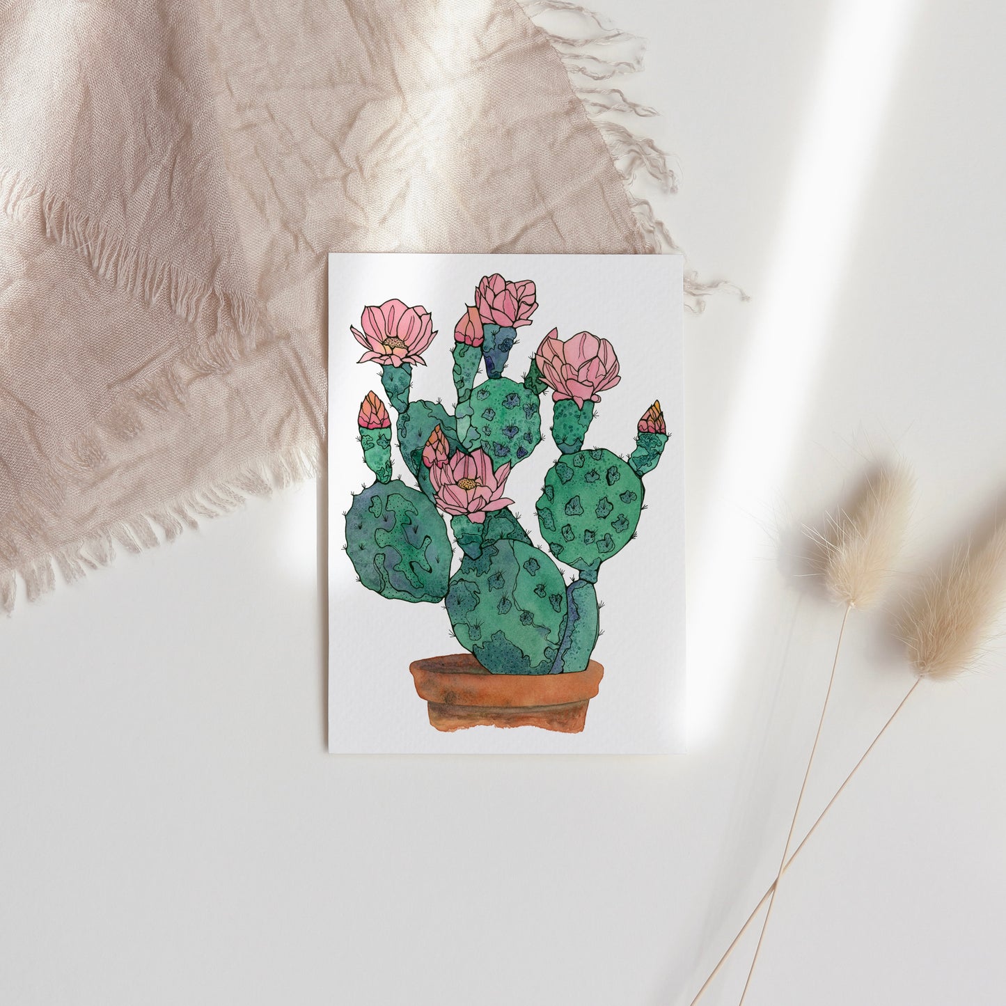 Cactus Bloom Greeting Card – 4x5.5 Blank Card