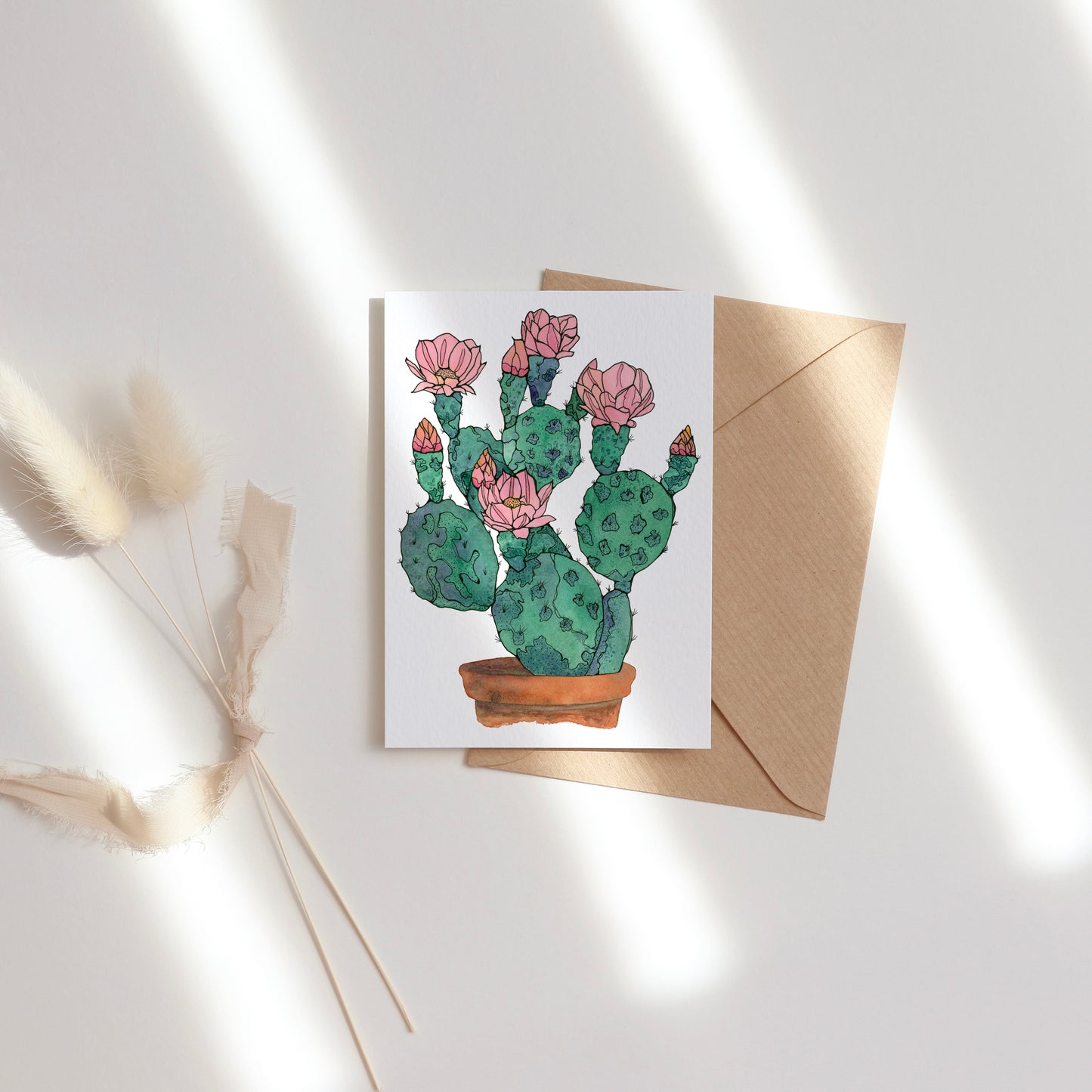 Cactus Bloom Greeting Card – 4x5.5 Blank Card