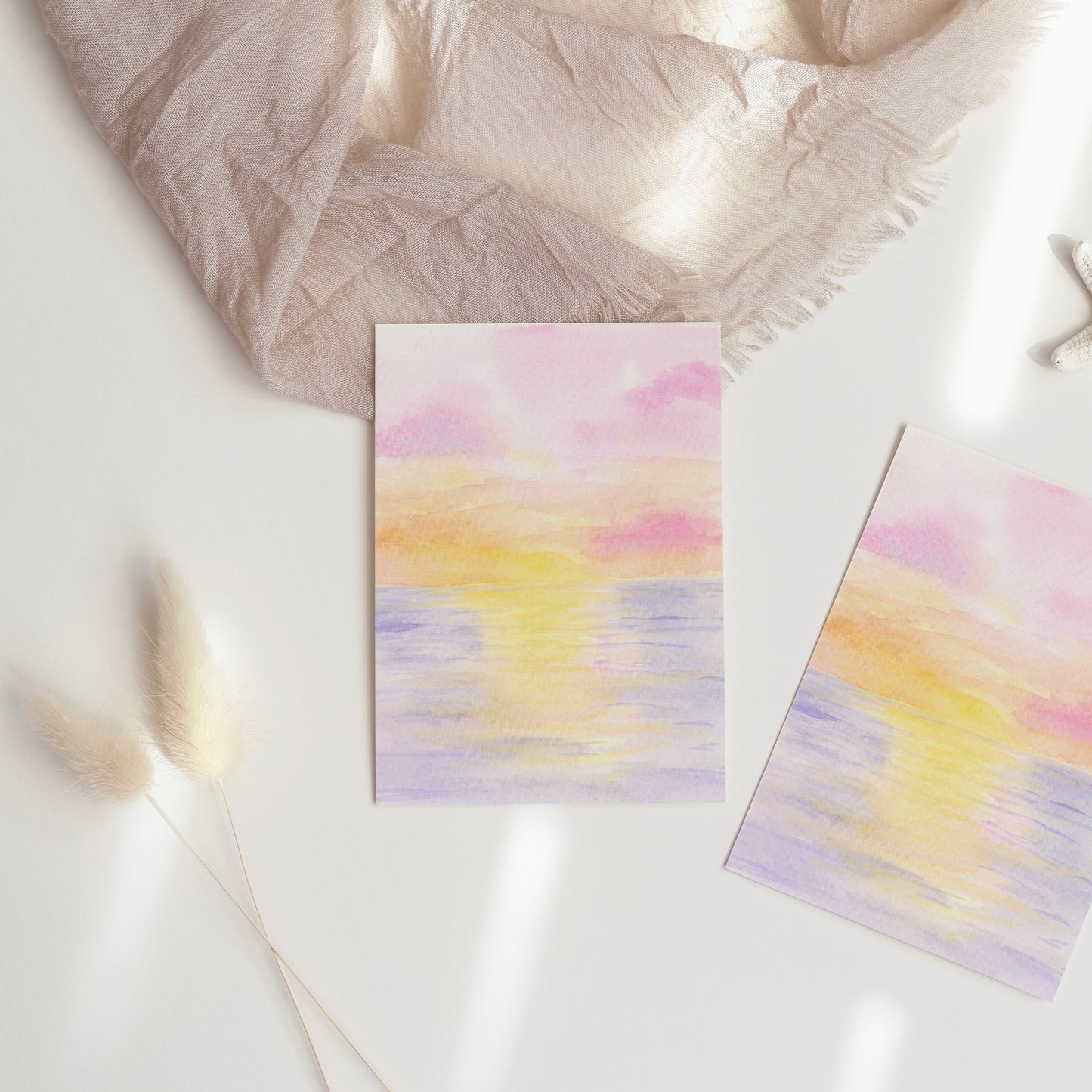Purple Pastel Sunrise Note Card Set