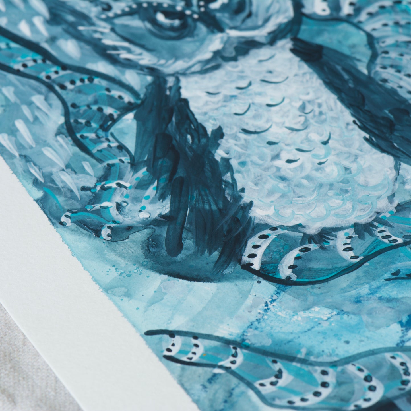 Owl Resonance, Original Mix Media Painting