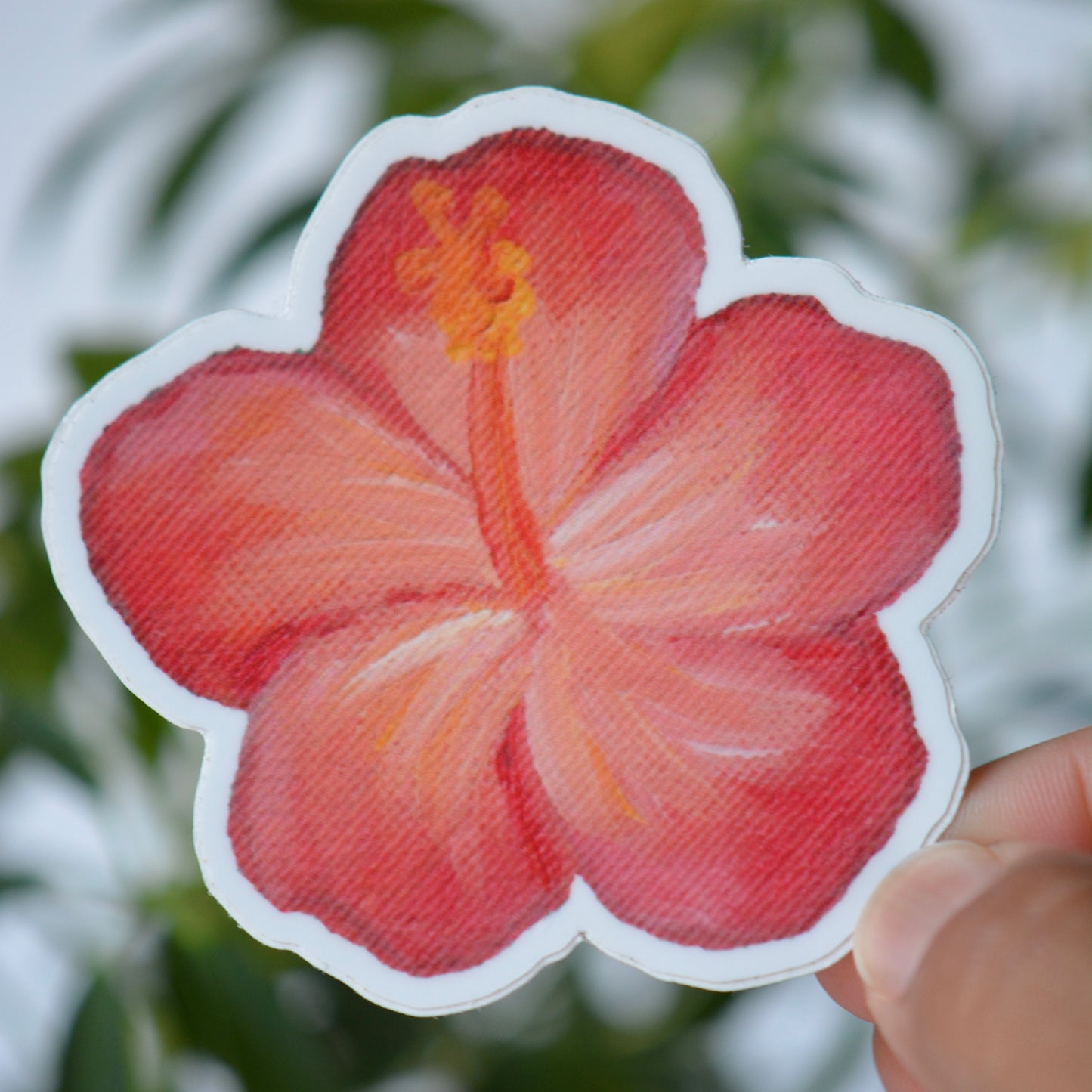 Hibiscus Flower Vinyl Decal / Sticker - Red