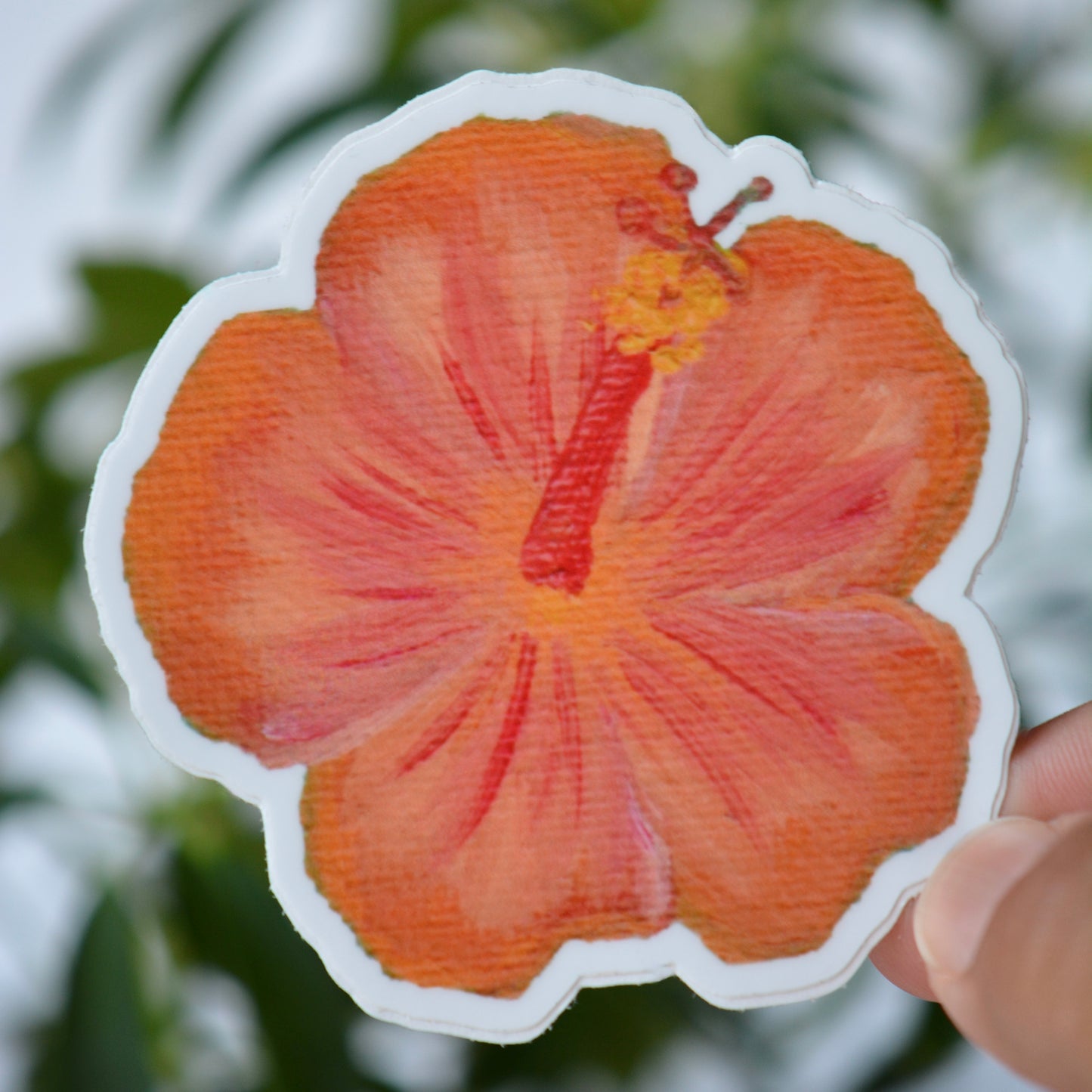 Orange Hibiscus FlowerVinyl Decal / Sticker