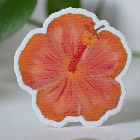 Orange Hibiscus FlowerVinyl Decal / Sticker