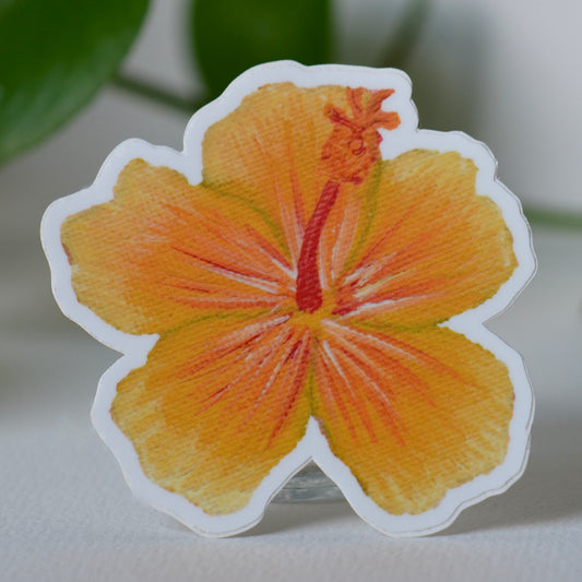 Hibiscus Flower Vinyl Decal / Sticker - Yellow