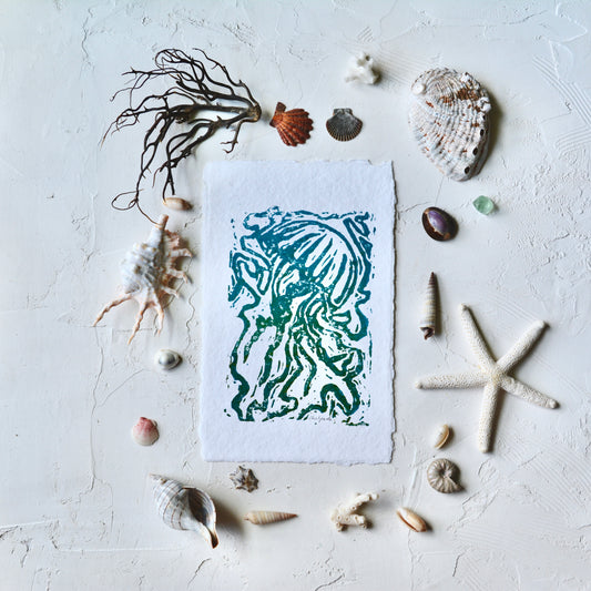 Jellyfish Block Print No.1