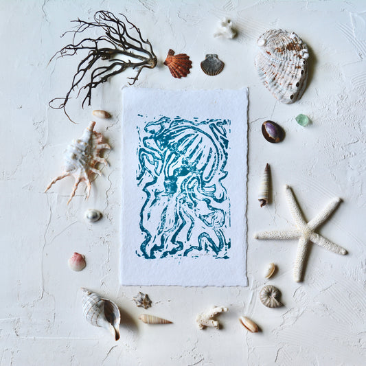 Jellyfish Block Print No.2