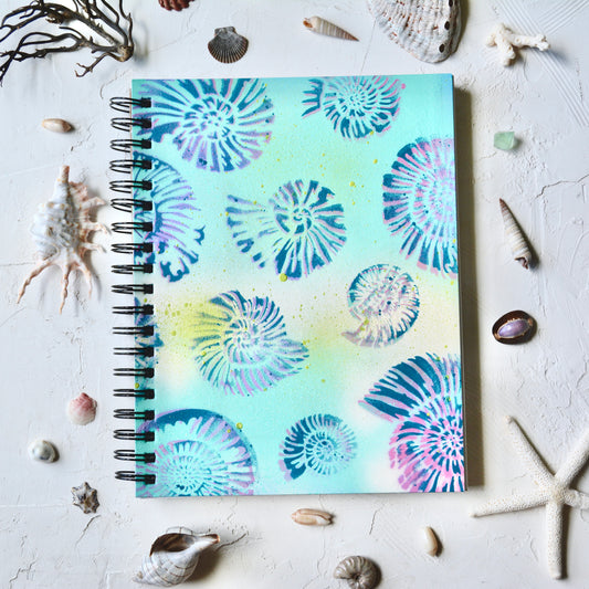 Mixed Media Notebook - Blue/Purple Nautilus