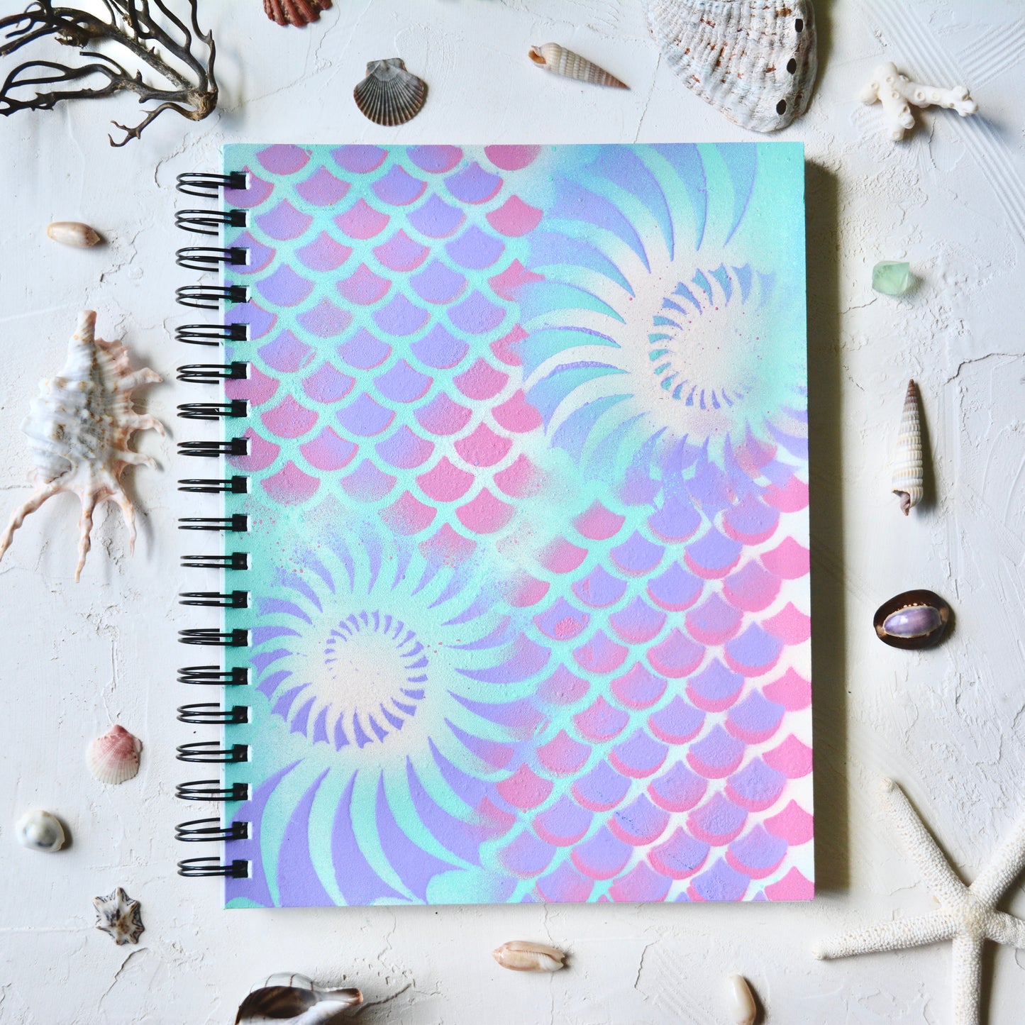 Mixed Media Notebook - Med Mermaid/Nautilus