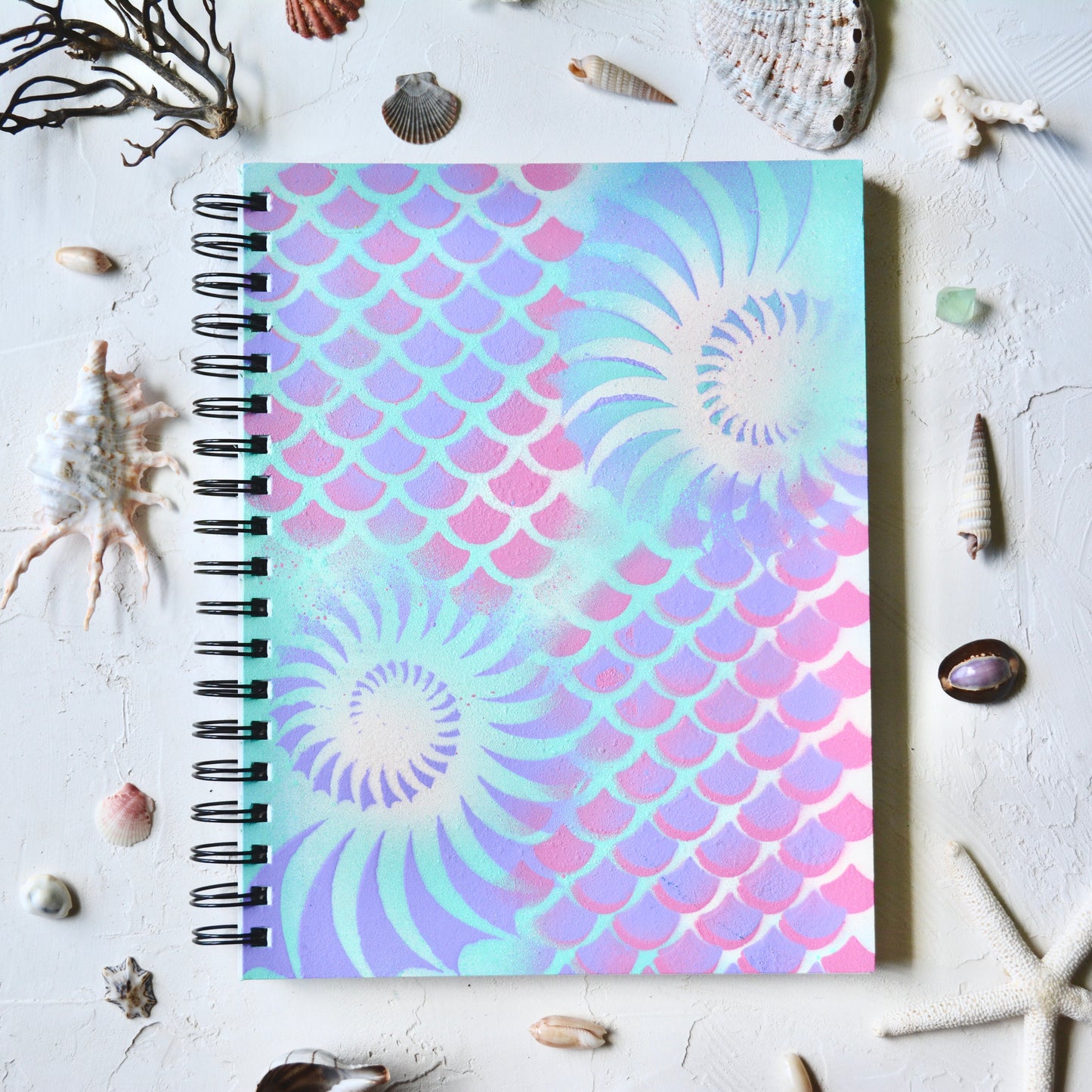 Mixed Media Notebook - Med Mermaid/Nautilus