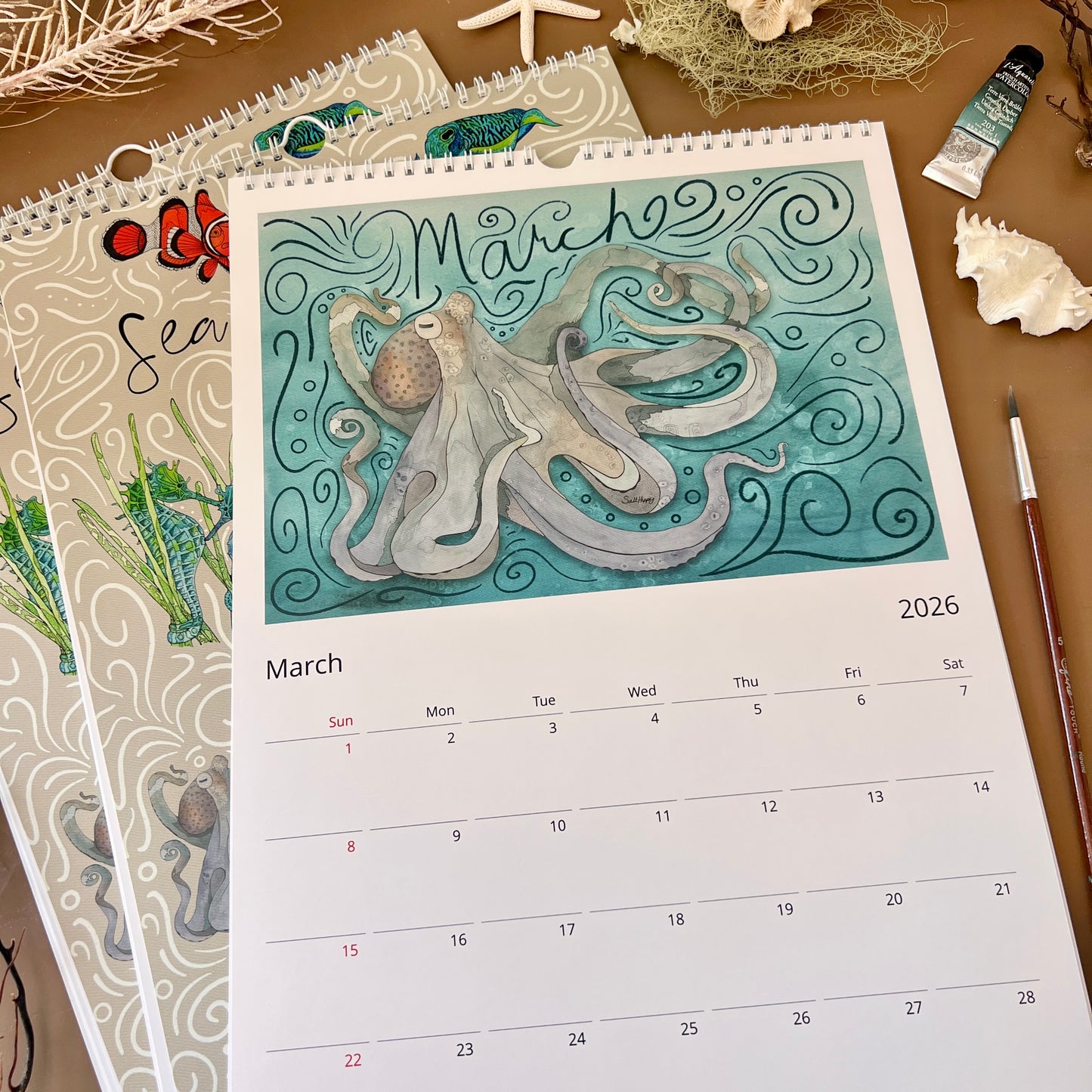 Sea Creatures Wall Calendars 2026 (US & CA)