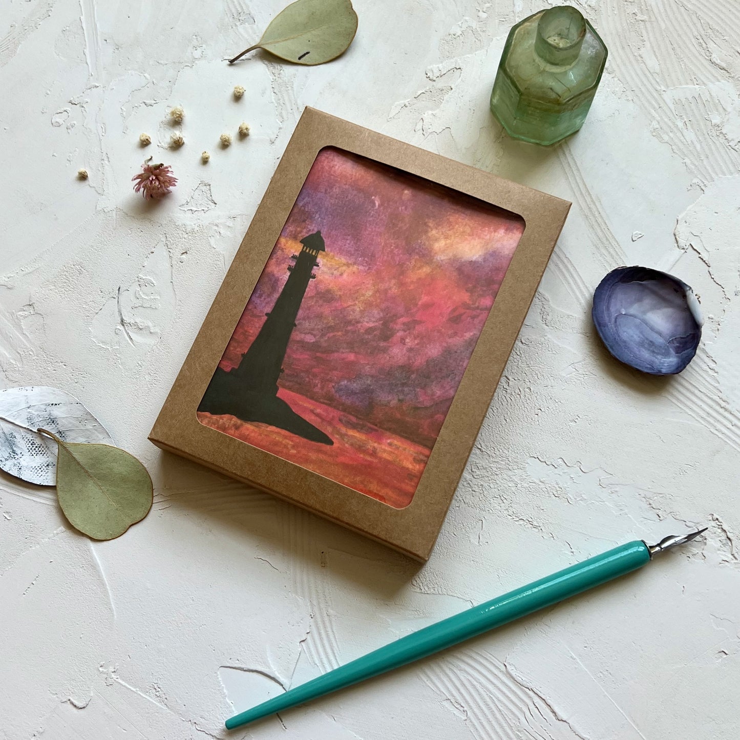 Light House Sunset Note Card Set