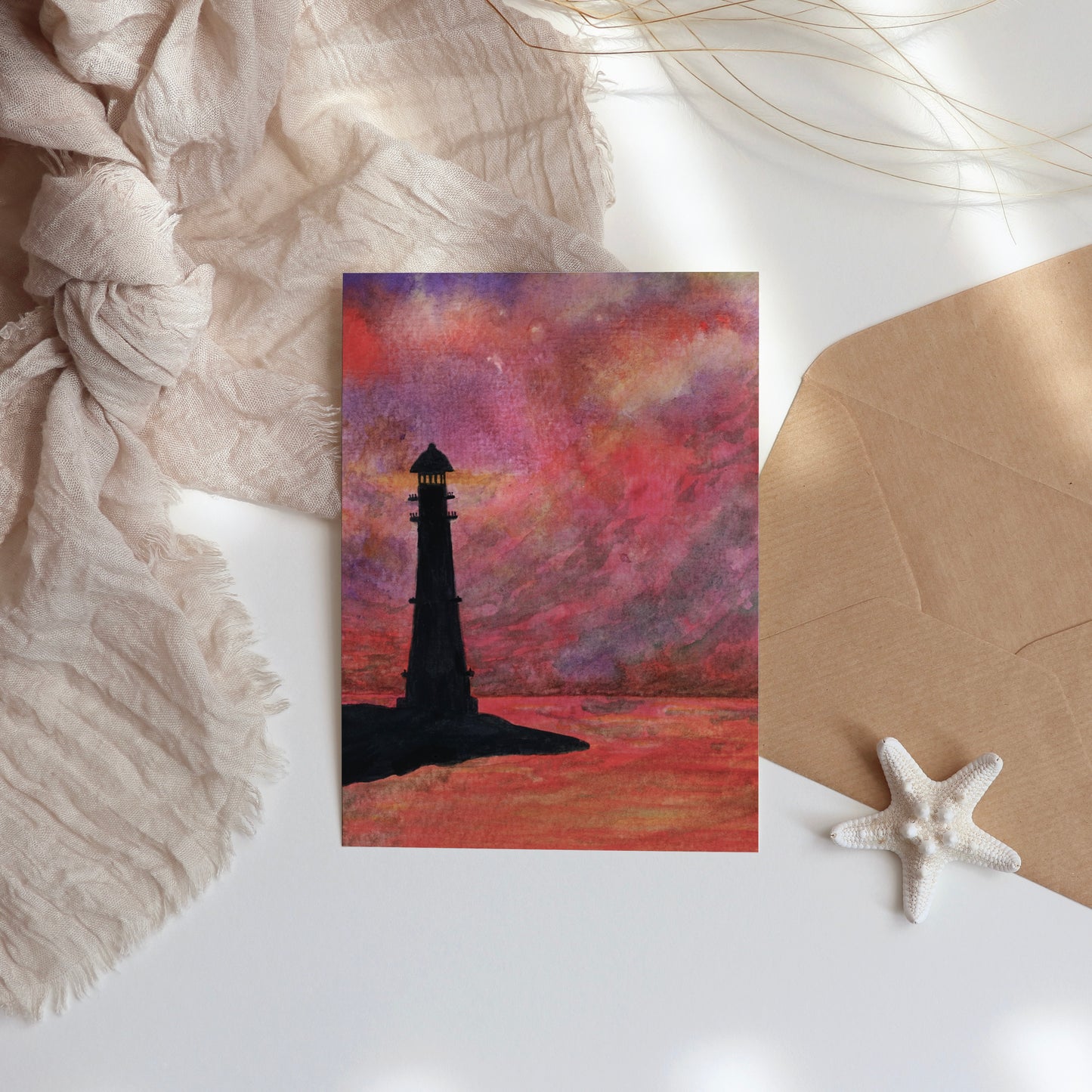 Light House Sunset Note Card Set