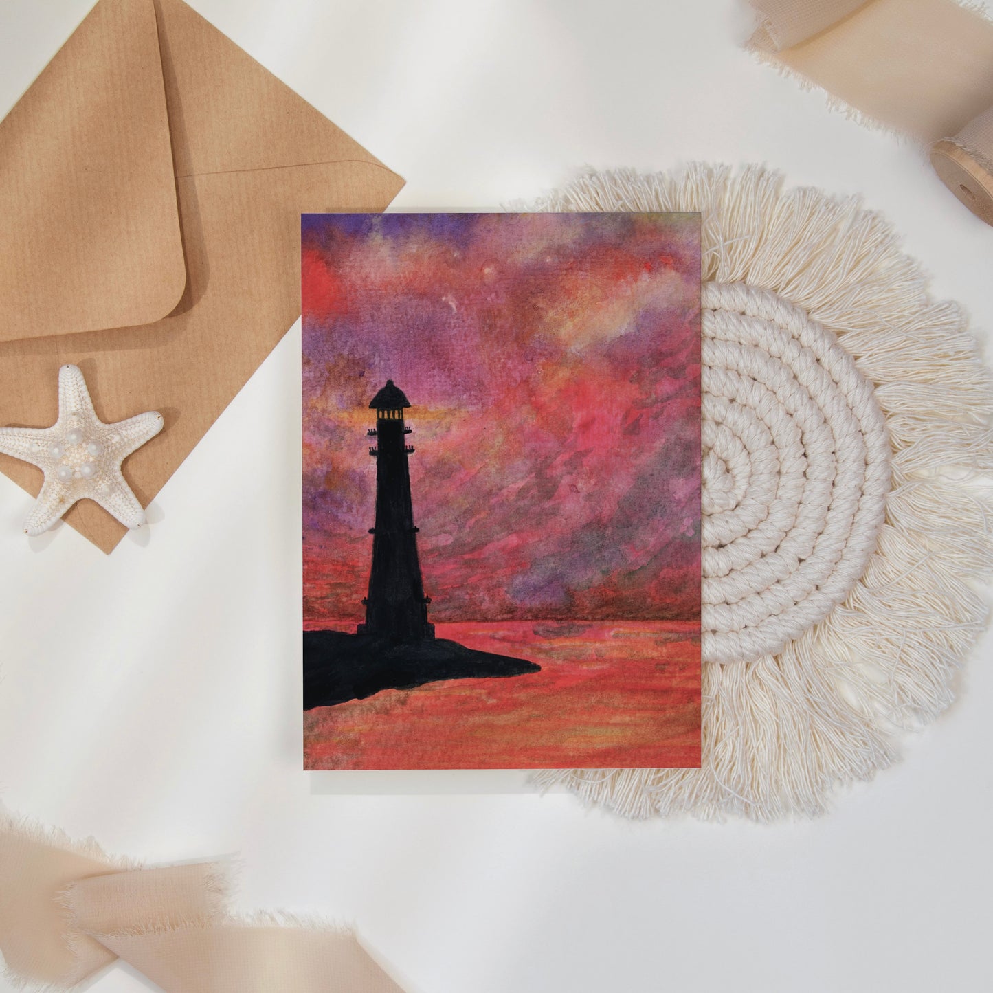 Light House Sunset Note Card Set