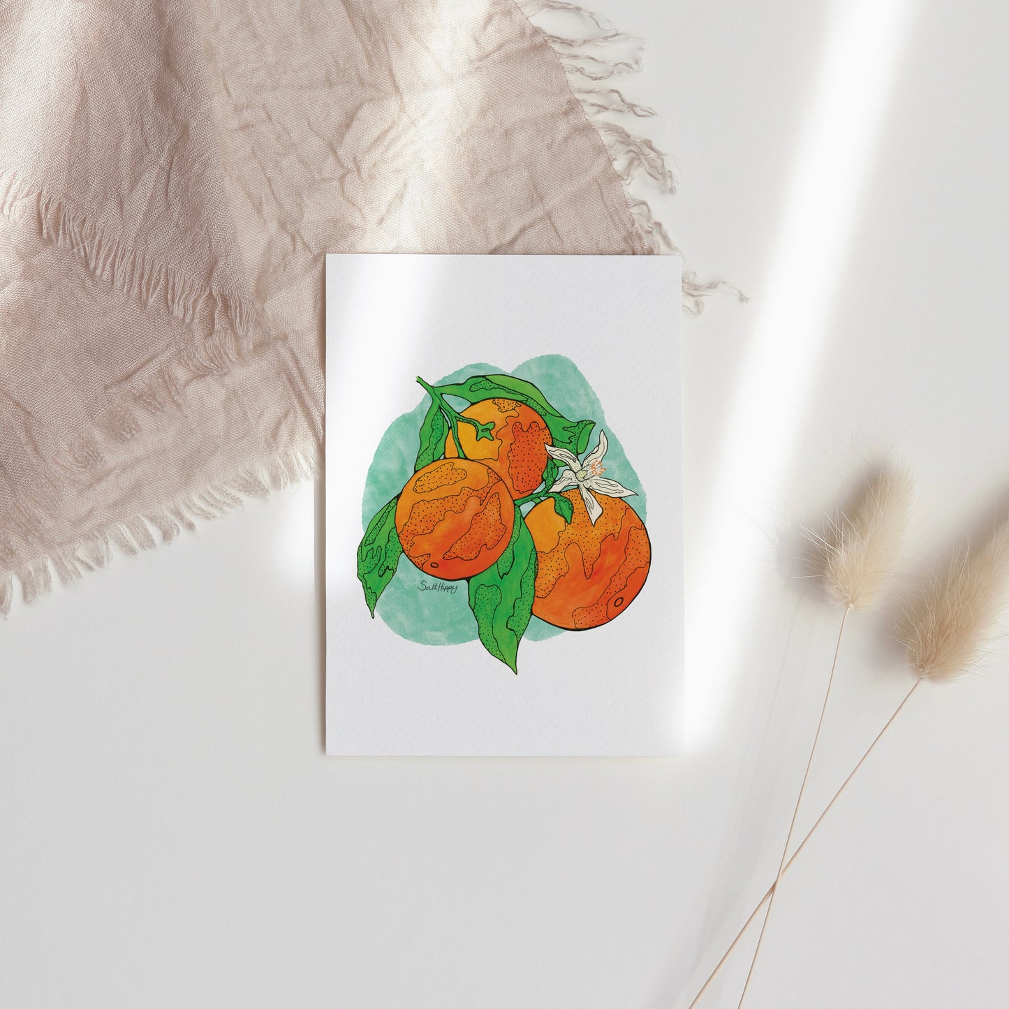 Orange Blossom Greeting Card – Botanical Citrus Illustration (4 x 5.5)