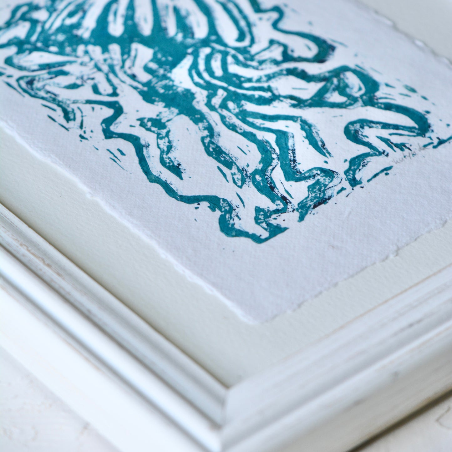 Jellyfish Block Print Framed No.1