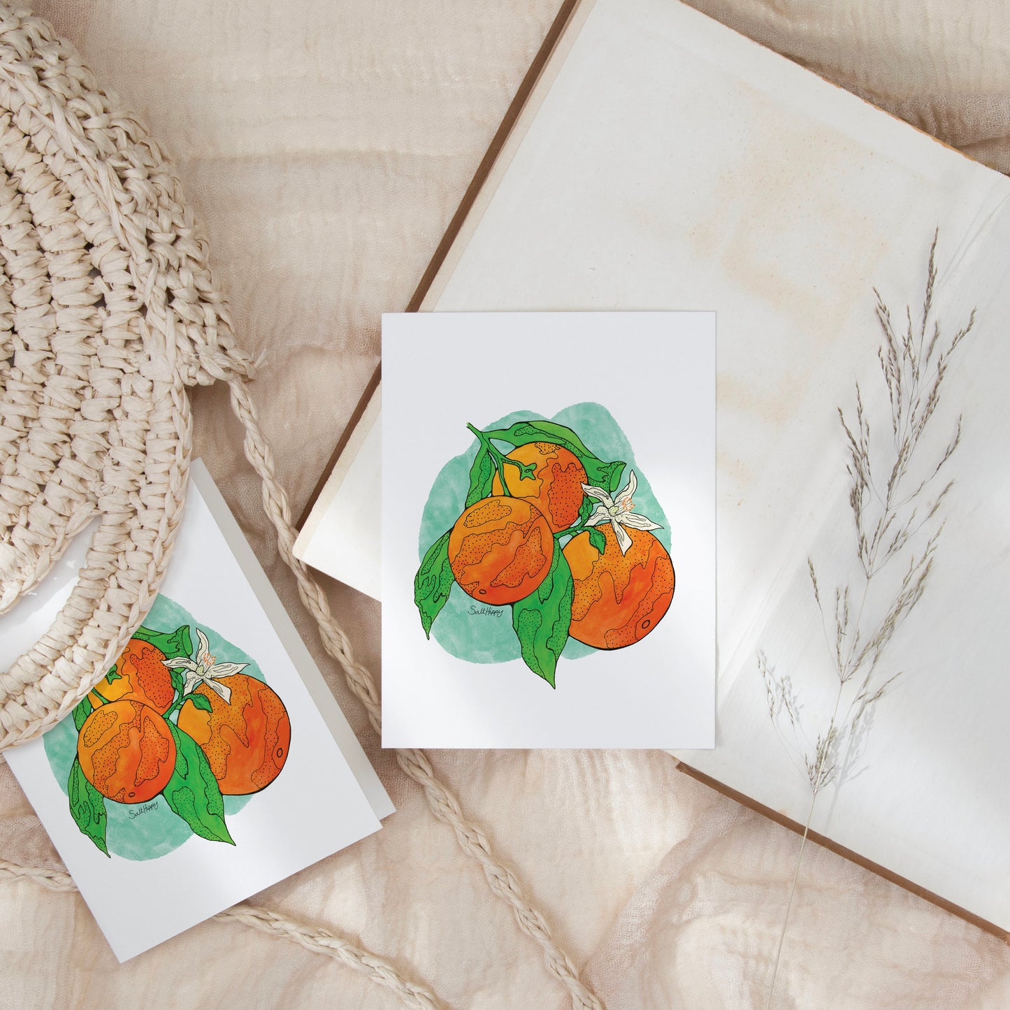 Orange Blossom Greeting Card – Botanical Citrus Illustration (4 x 5.5)