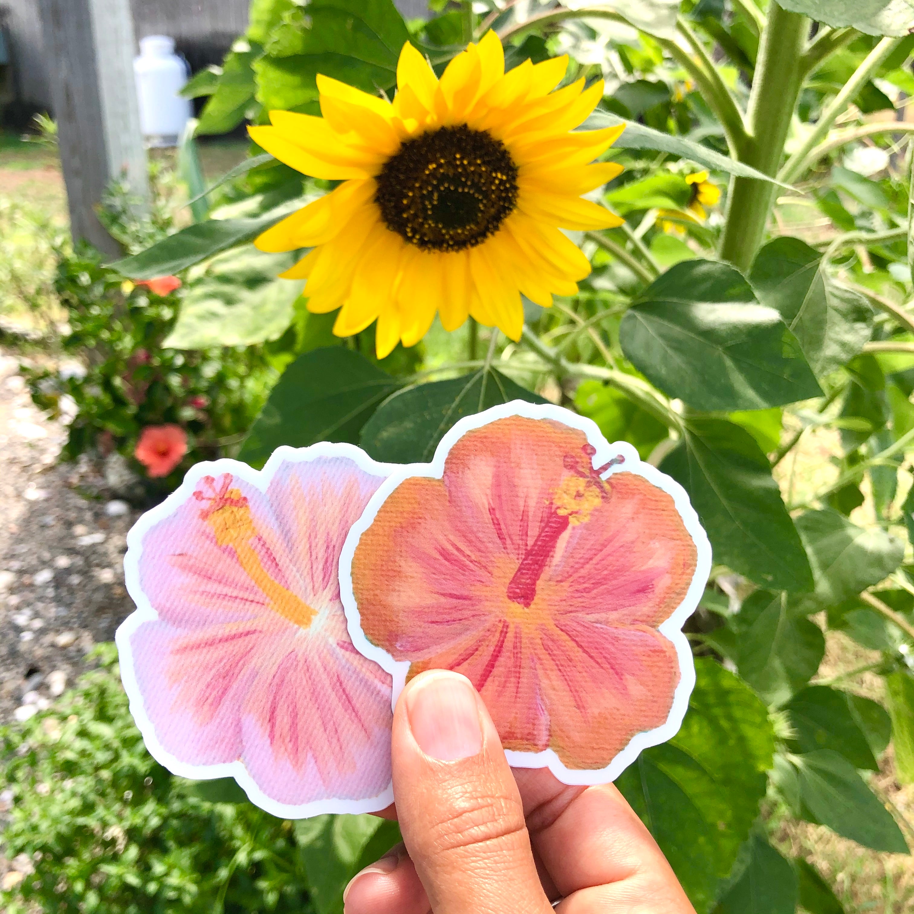 Orange Hibiscus FlowerVinyl Decal / Sticker