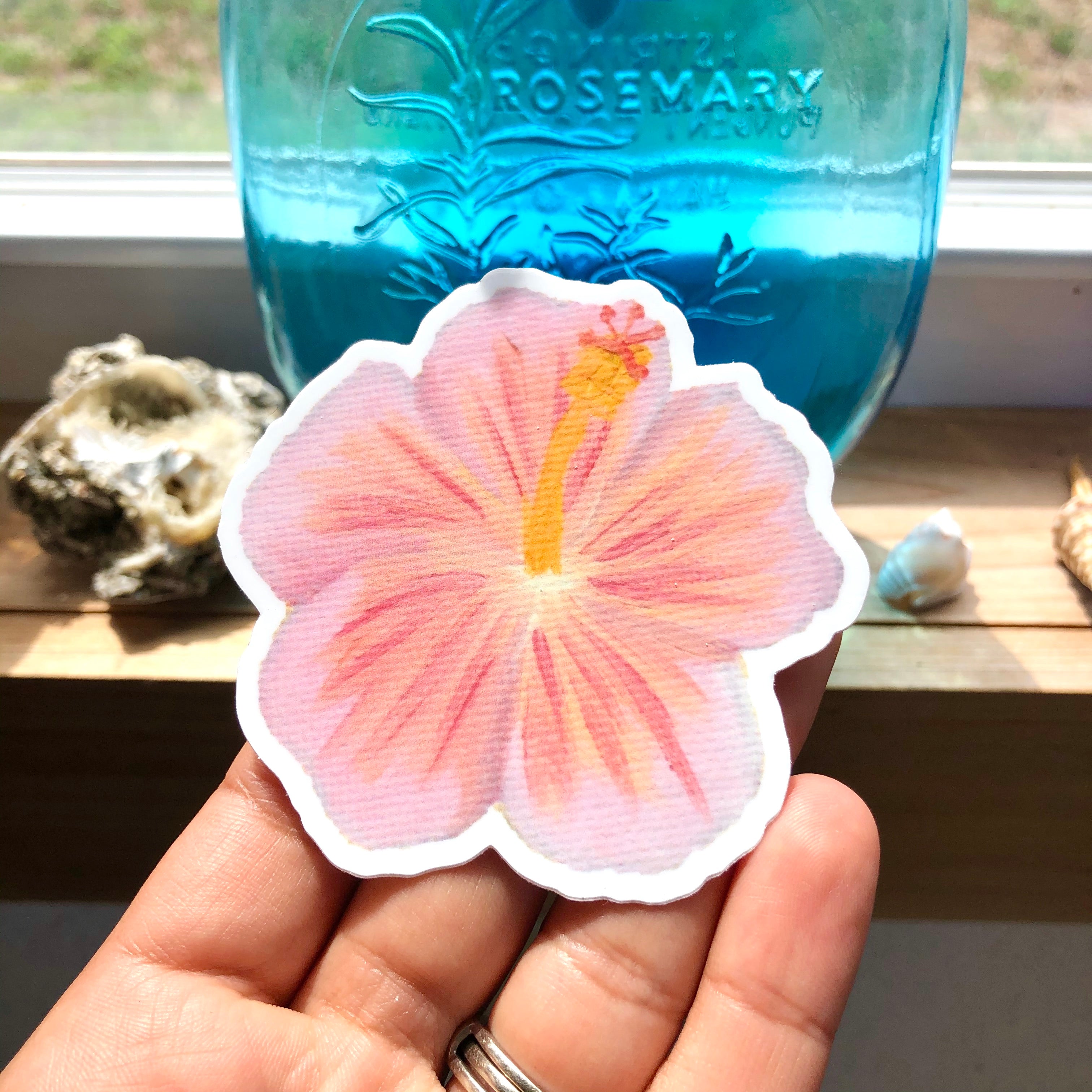 Hibiscus Flower Vinyl Decal / Sticker - Pink