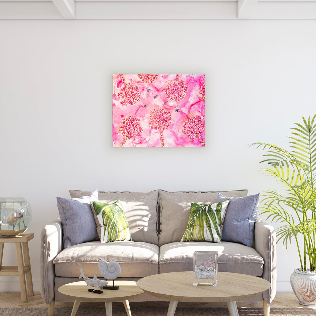 Pink Palms, Acrylic Painting