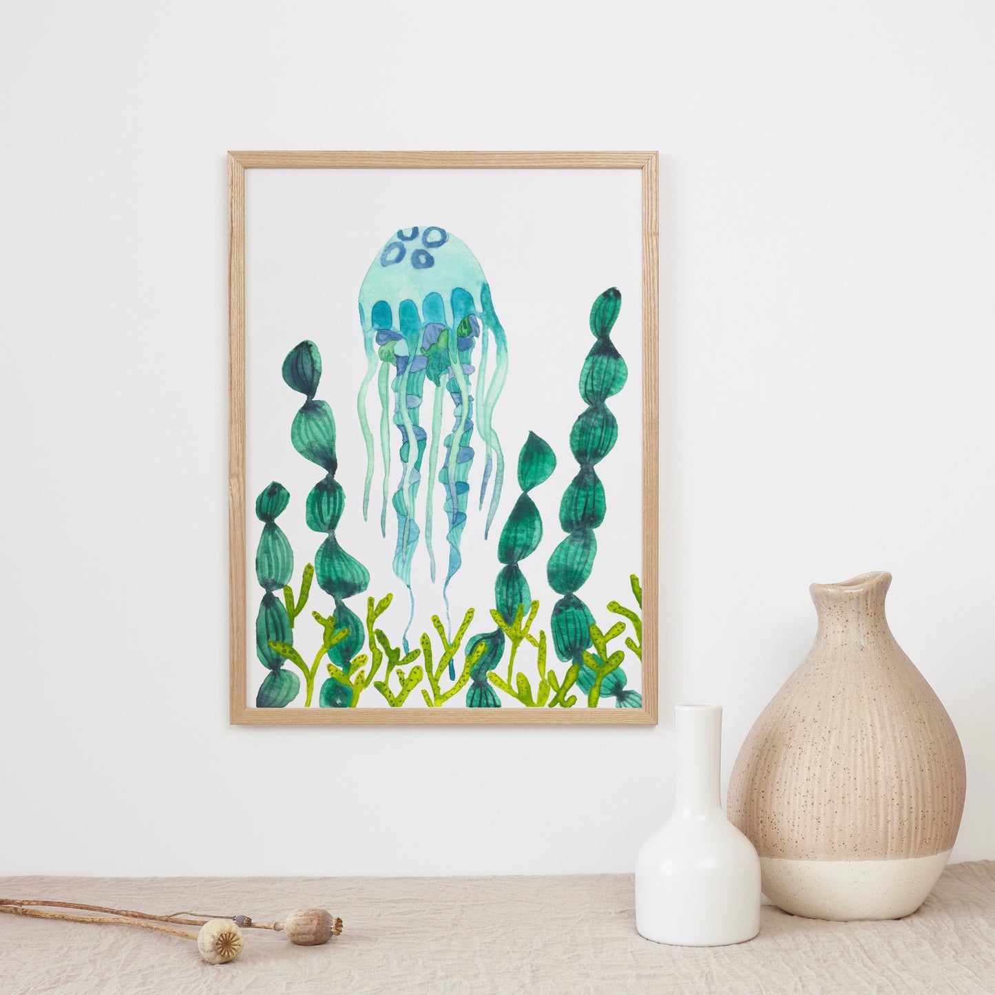 Blue Jelly Fish, Archival Print