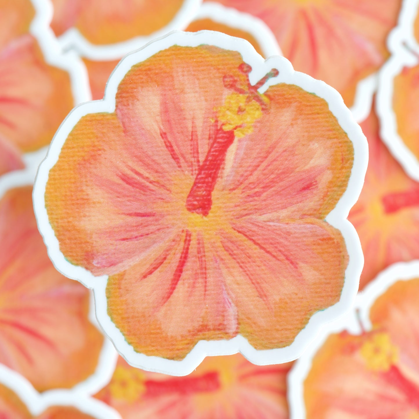 Orange Hibiscus FlowerVinyl Decal / Sticker