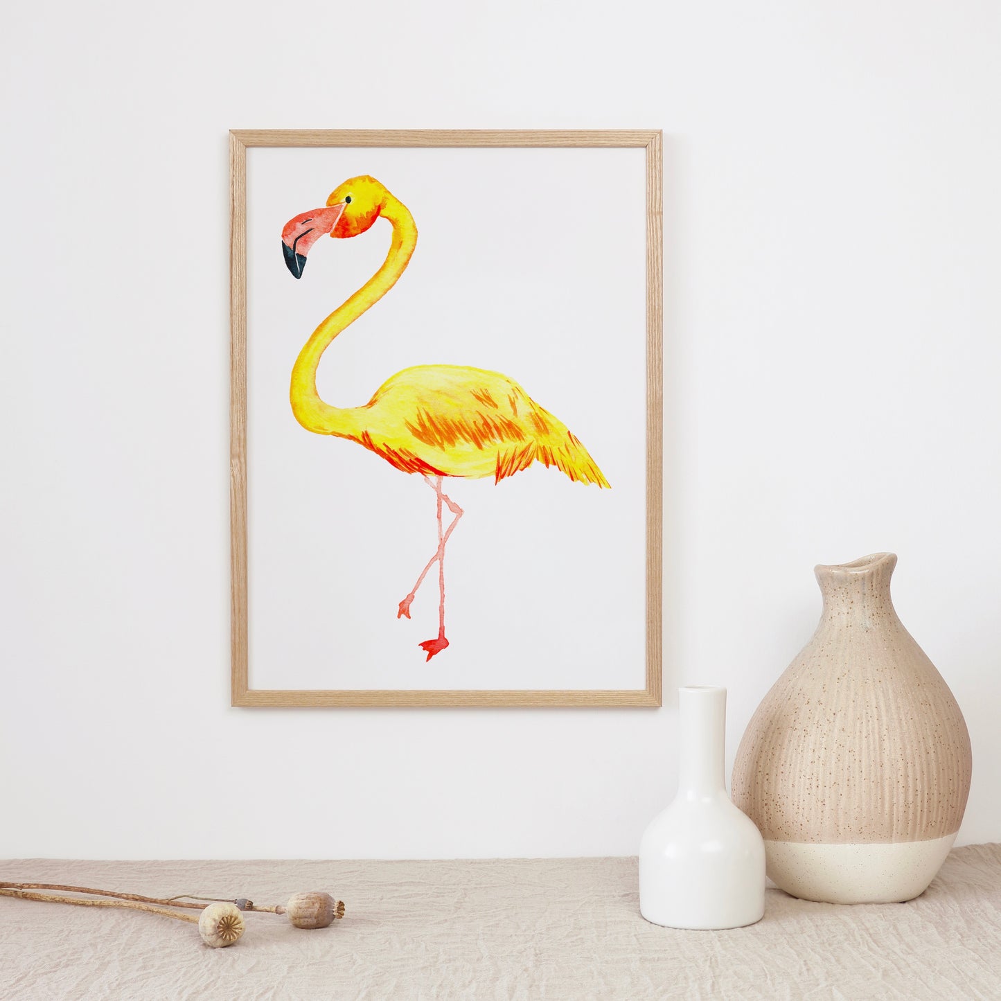 Yellow Flamingo, Archival Print