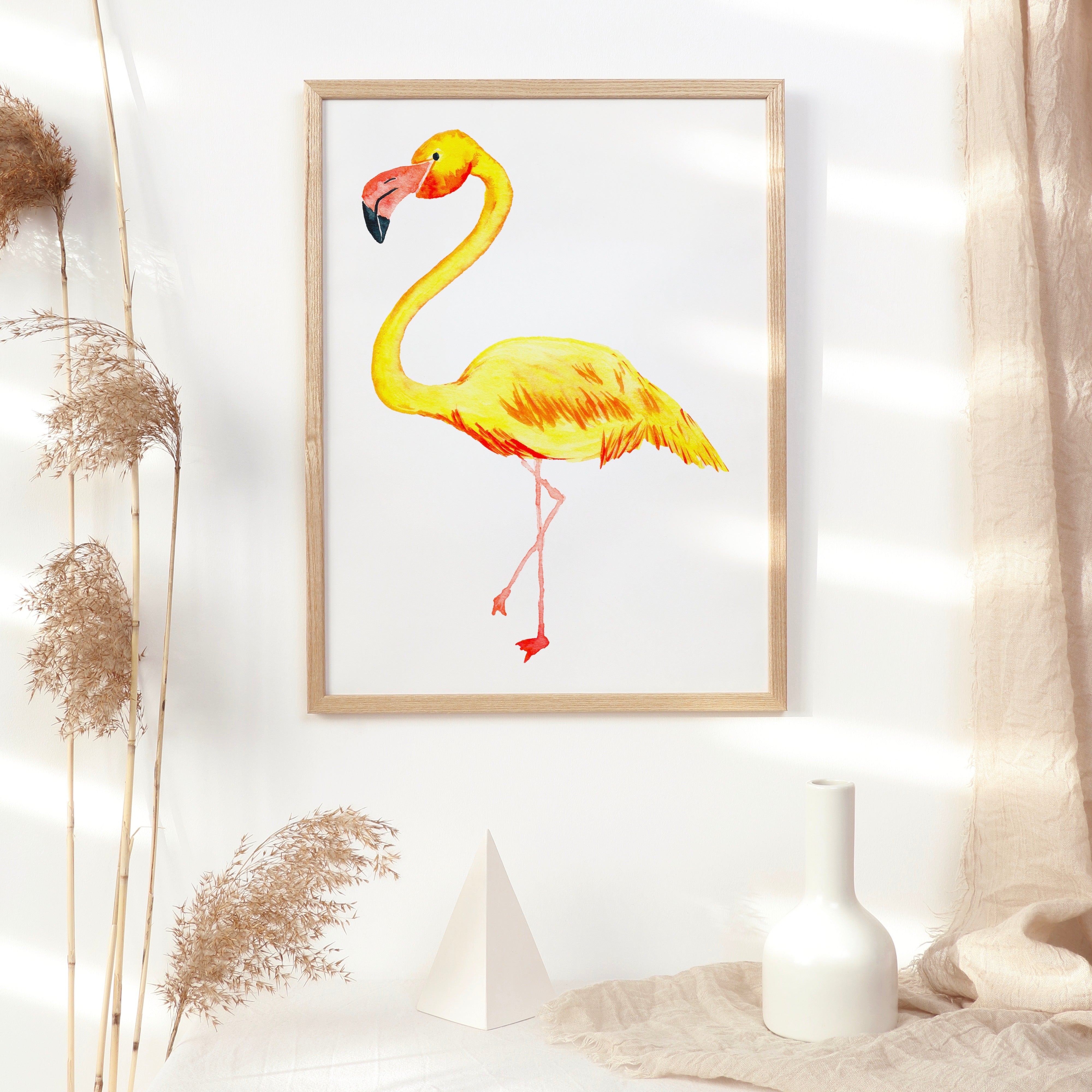Yellow Flamingo, Archival Print