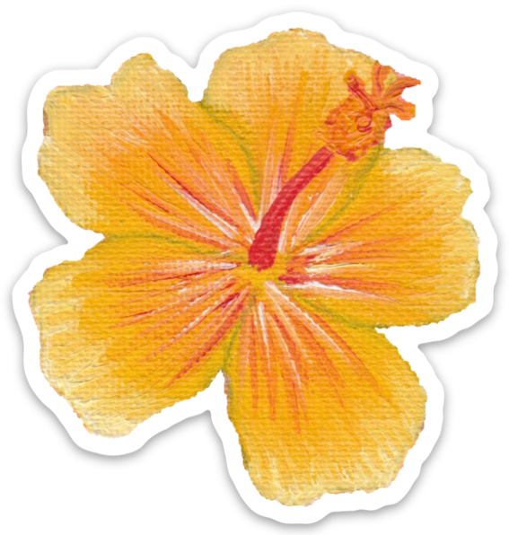 Hibiscus Flower Vinyl Decal / Sticker - Yellow