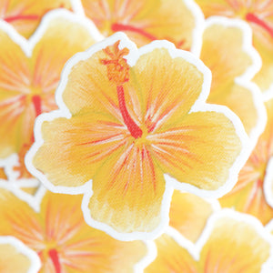Hibiscus Flower Vinyl Decal / Sticker - Yellow